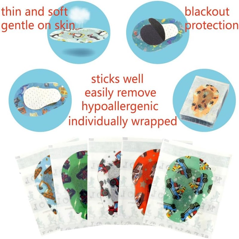 MEOWGOOL Adhesive Eye Patches for Kids with Lazy Eye, 30+3 Bonus Patches,Adhesive Bandages for Amblyopia 5 Fun Boys Designs (Regular Size) - Image 2